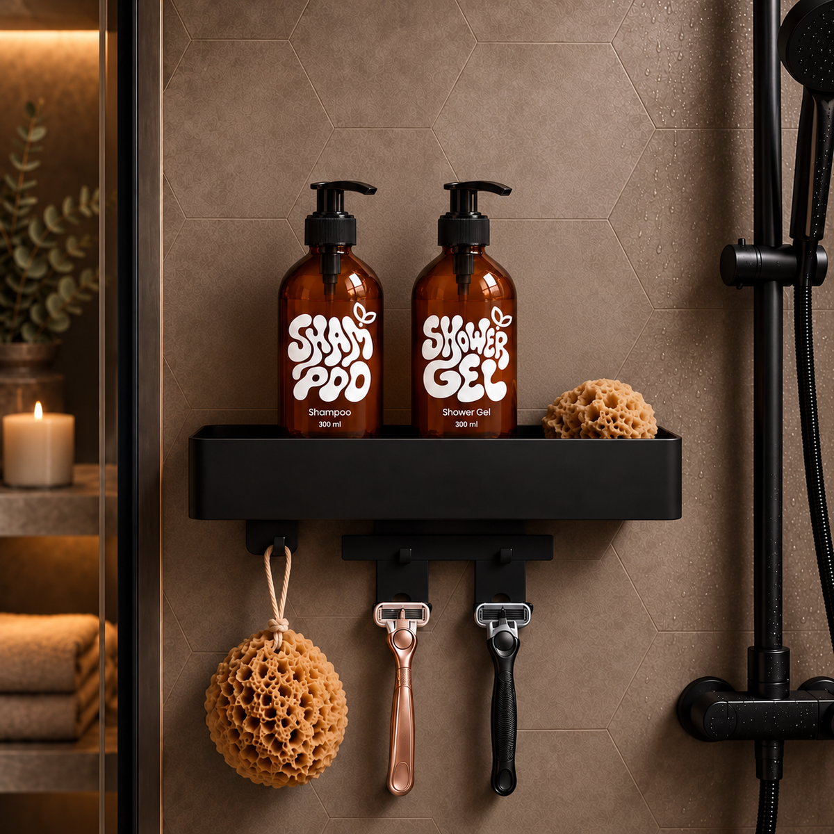 Premium Shampoo & Shower Gel Glass Dispenser Duo — 2 × 300 ml