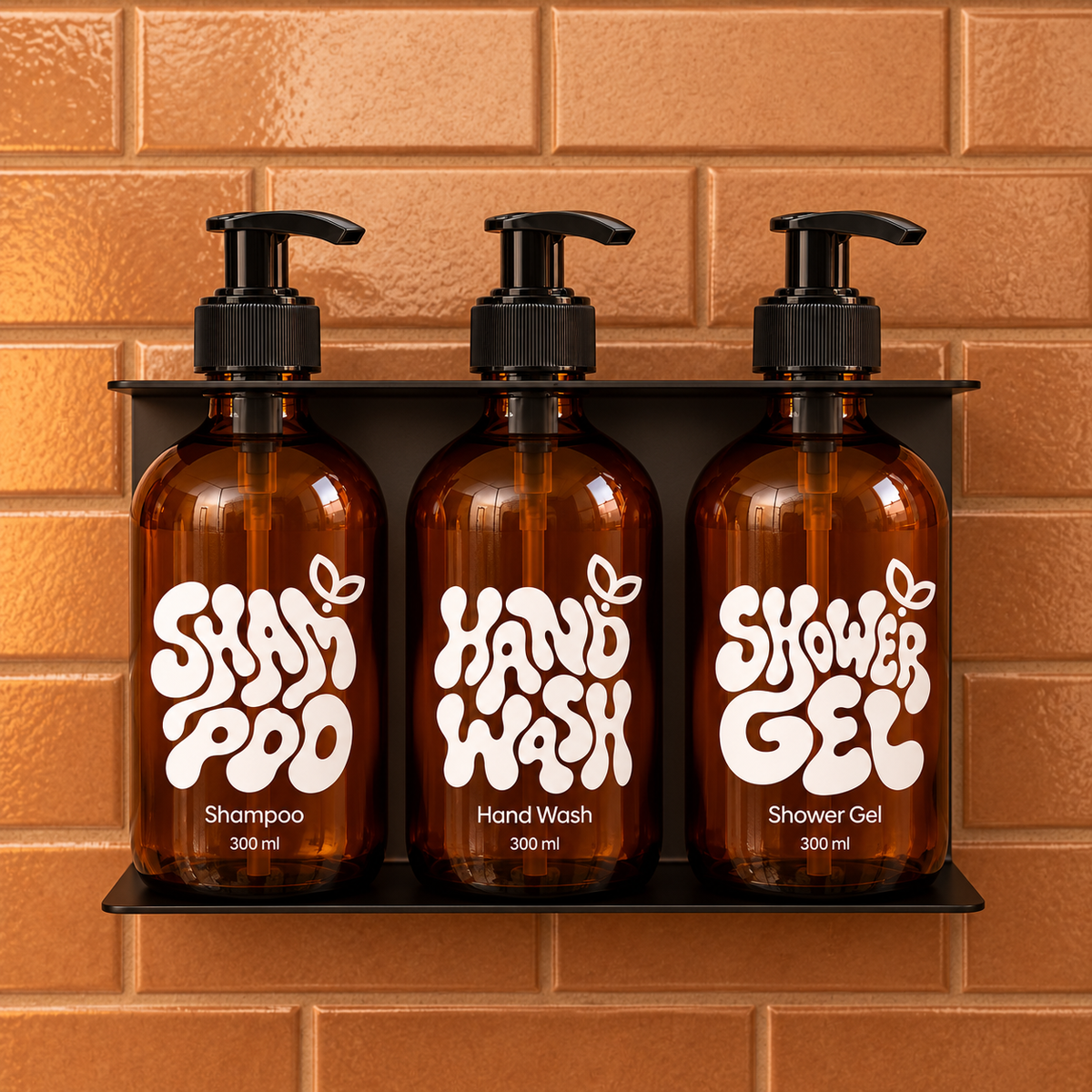Premium Glass Dispenser Trio — 3 × 300 ml