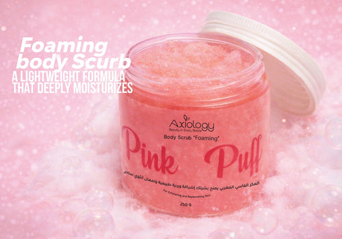 Axiology Pink Puff foaming body scrub banner
