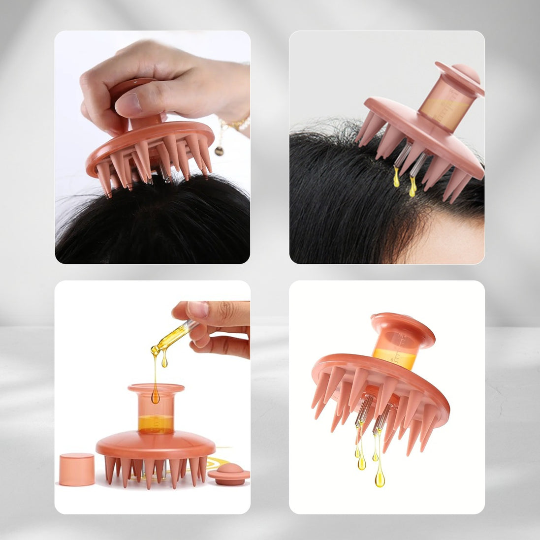 Scalp Massage Brush With Hair Oil Applicator