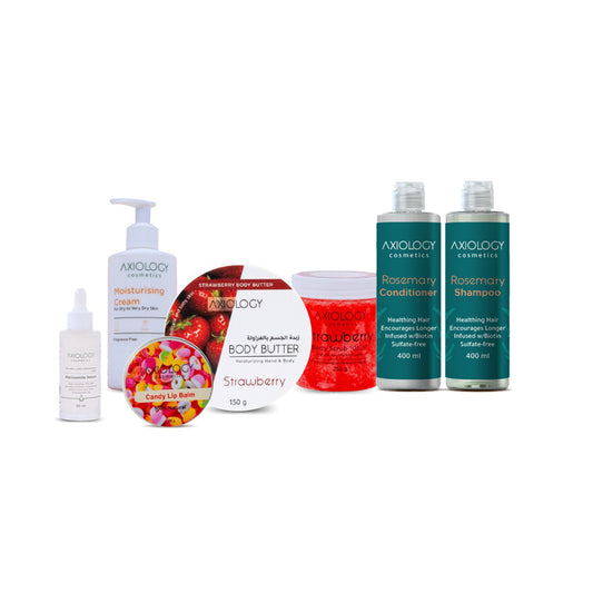 Ultimate care set for skin, hair and lip care